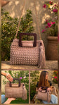 LunaFrame Handmade Crochet Bag | Unique Wooden Frame Boho Handbag