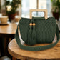 Willow Tassel Handmade Crochet Bag | Boho Wooden Handle Cotton Purse