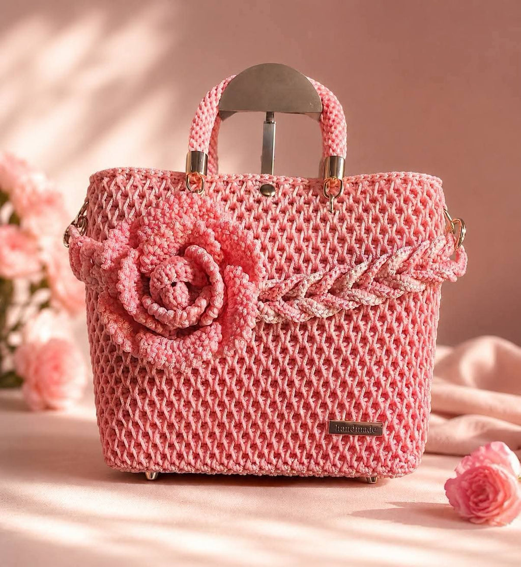 Rosé Bloom Handmade Crochet Bag