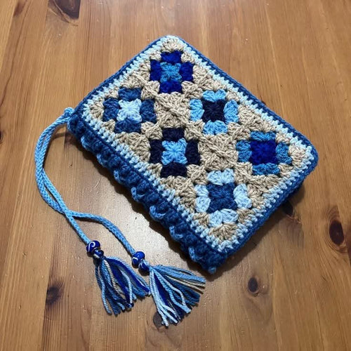 Blue Mosaic Handmade Crochet Bag