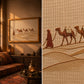 Handmade Desert Caravan Embroidery Art – Camel Caravan Wall Decor
