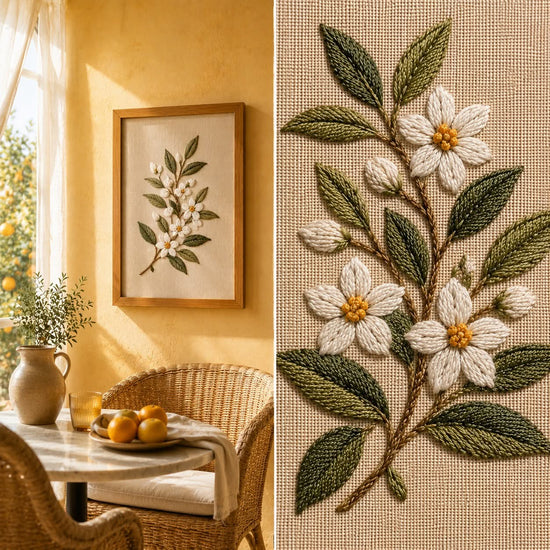 Orange Blossom Handmade Embroidery Wall Art