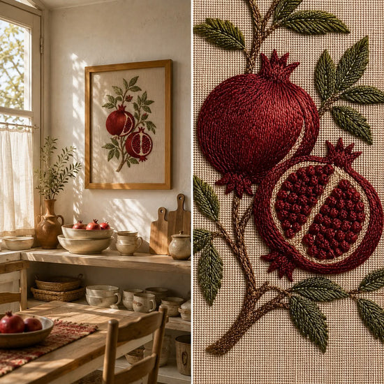 Pomegranate Harvest Handmade Embroidery Wall Art