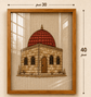 Framed wall art featuring an embroidered-style depiction of a domed stone building with a red dome and beige facade, shown with dimension markers indicating 30 cm width and 40 cm height.

