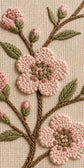 Pink Blossom Handmade Embroidery Wall Art