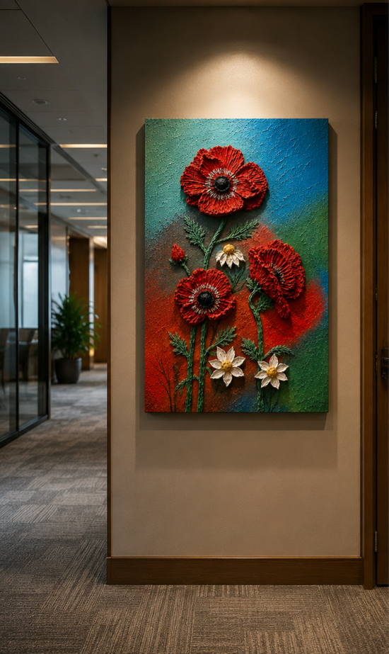 Handmade Anemones™ | 3D Relief Modeling Paste Floral Wall Art