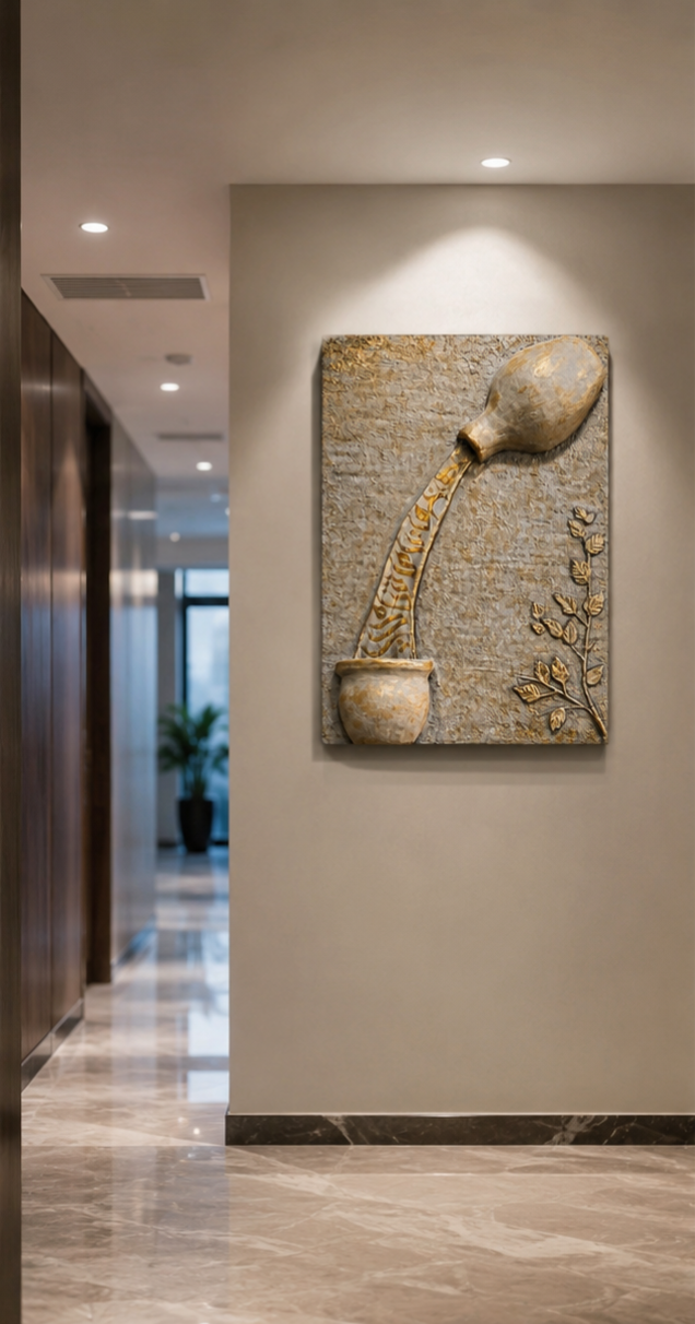 Handmade 3D Relief Paste Wall Art/ Flow of Letters
