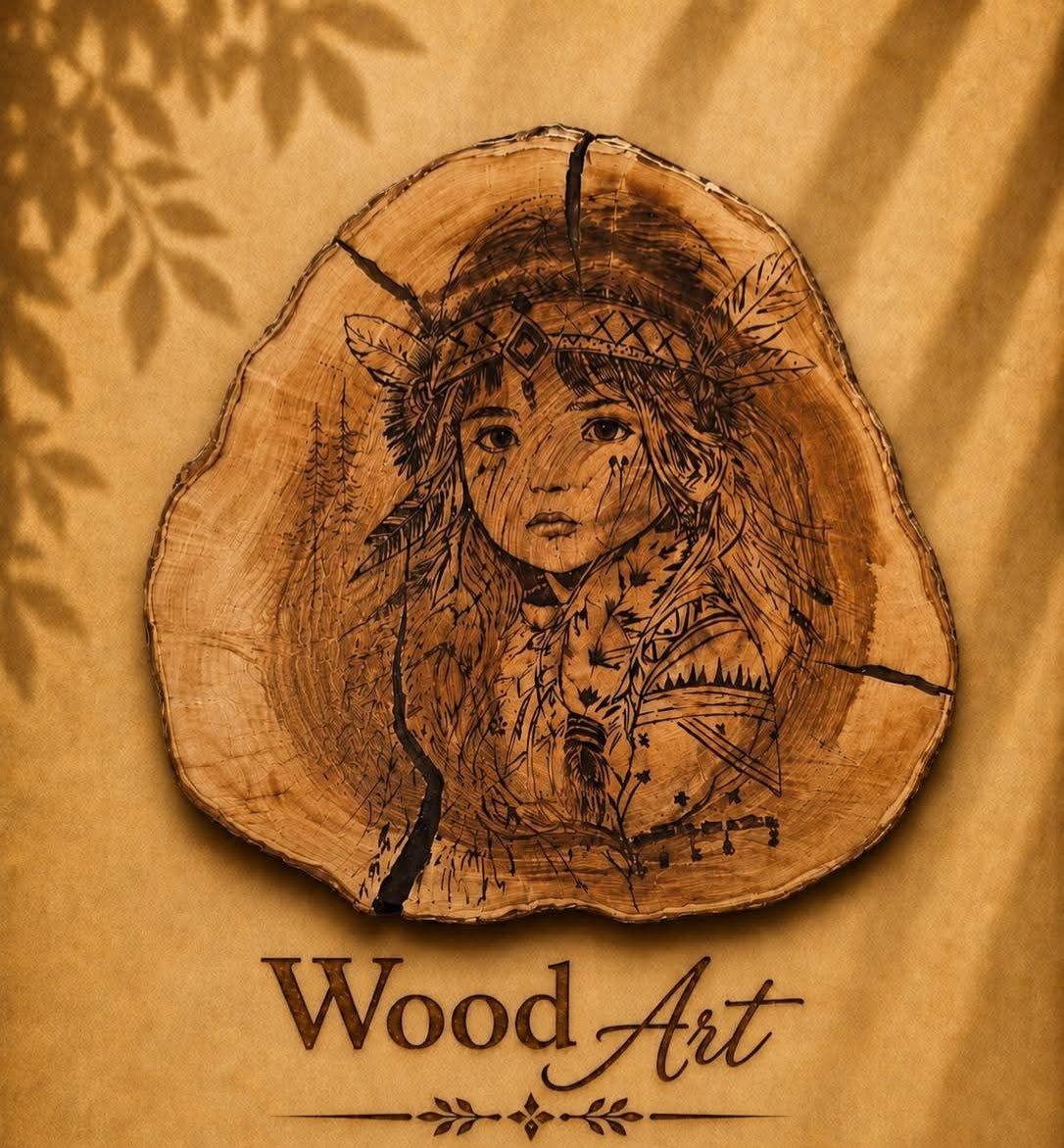 Handmade Olive Wood Pyrography Art – Wood Burning Wall Decor / Whisper of the Plains