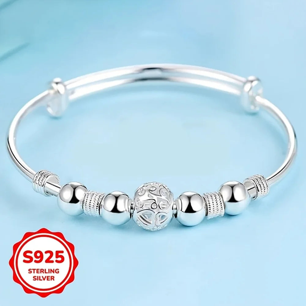 925 Silver Beaded Bangle