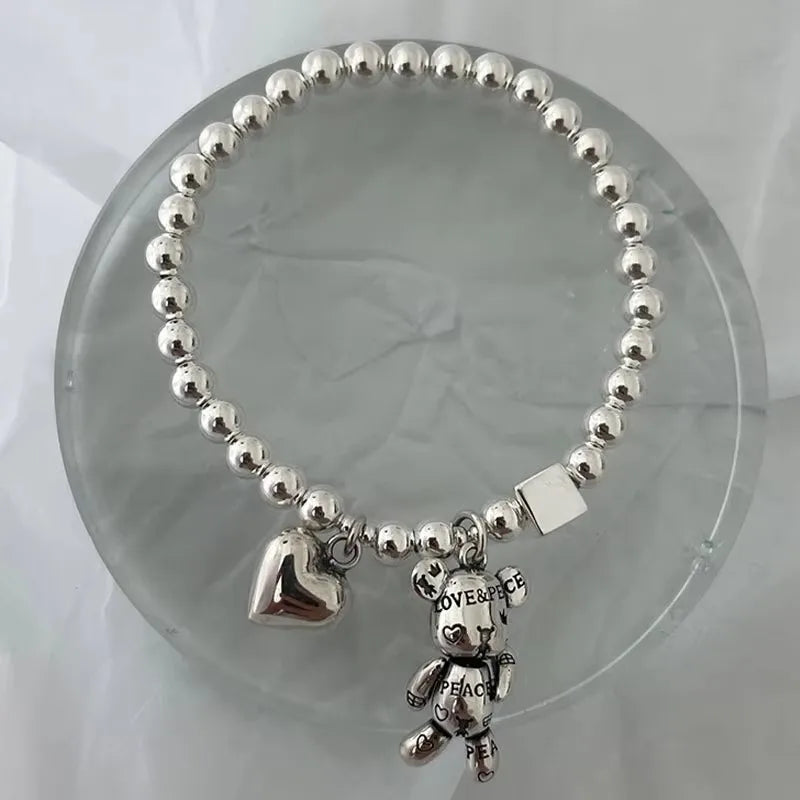 925 Silver Bear Bead Bracelet