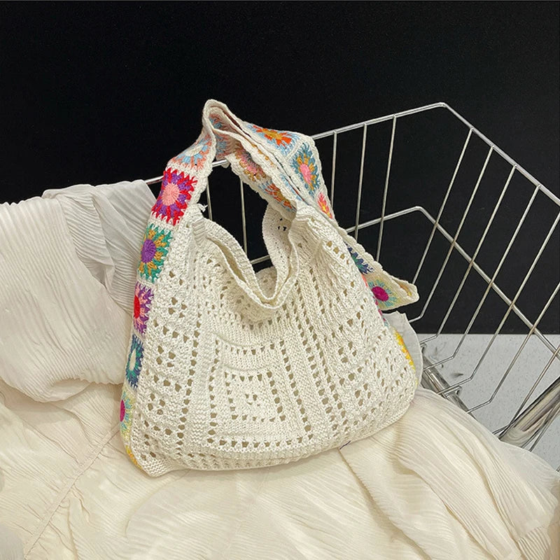 Boho Crochet Tote Bag