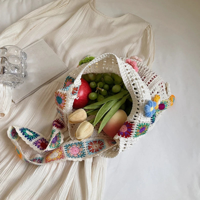 Boho Crochet Tote Bag
