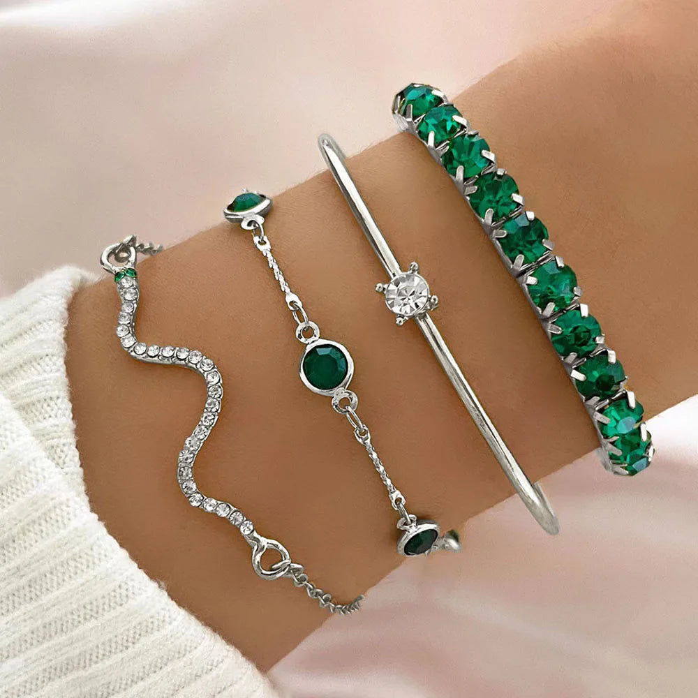 Snake Gem Bangle Set