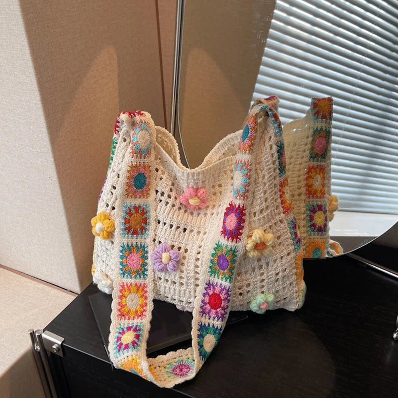 Boho Crochet Tote Bag