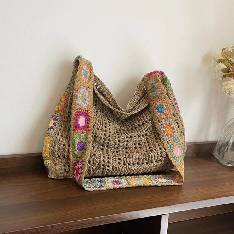 Boho Crochet Tote Bag