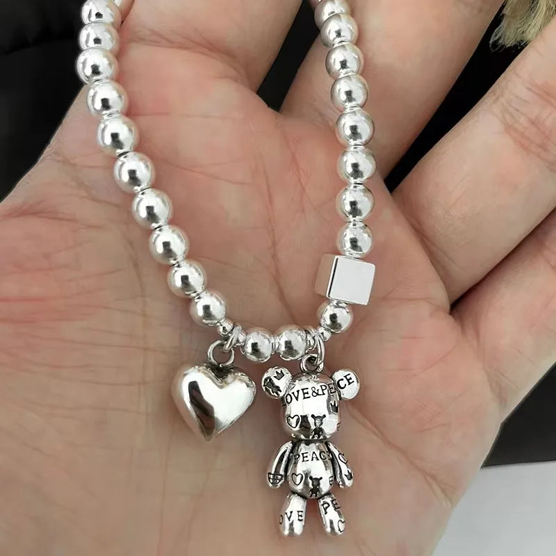925 Silver Bear Bead Bracelet