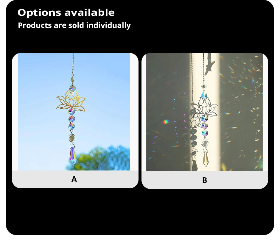 Metal Lotus Crystal Suncatcher Charm