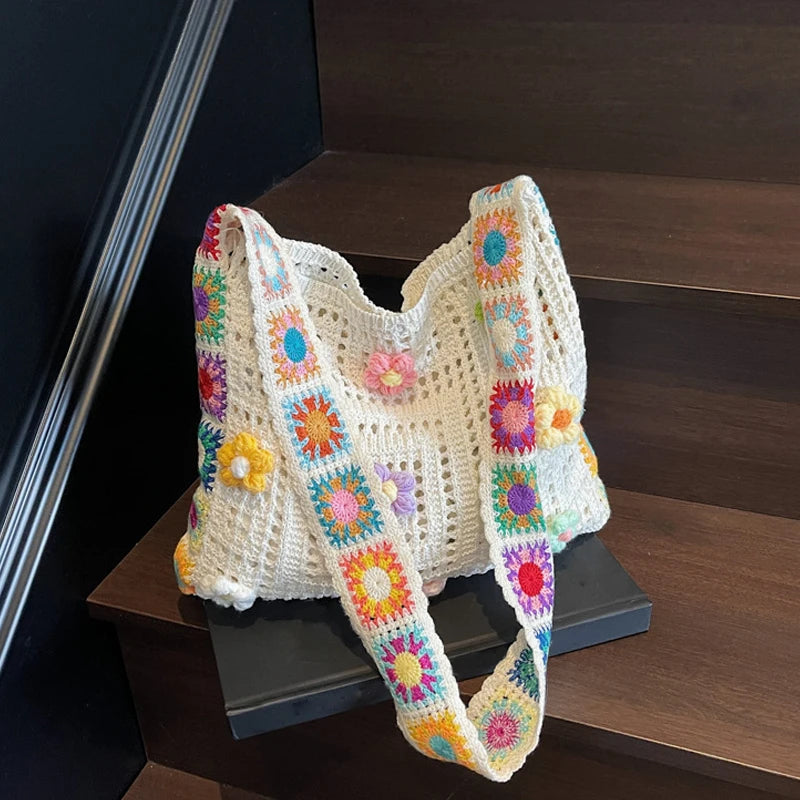 Boho Crochet Tote Bag