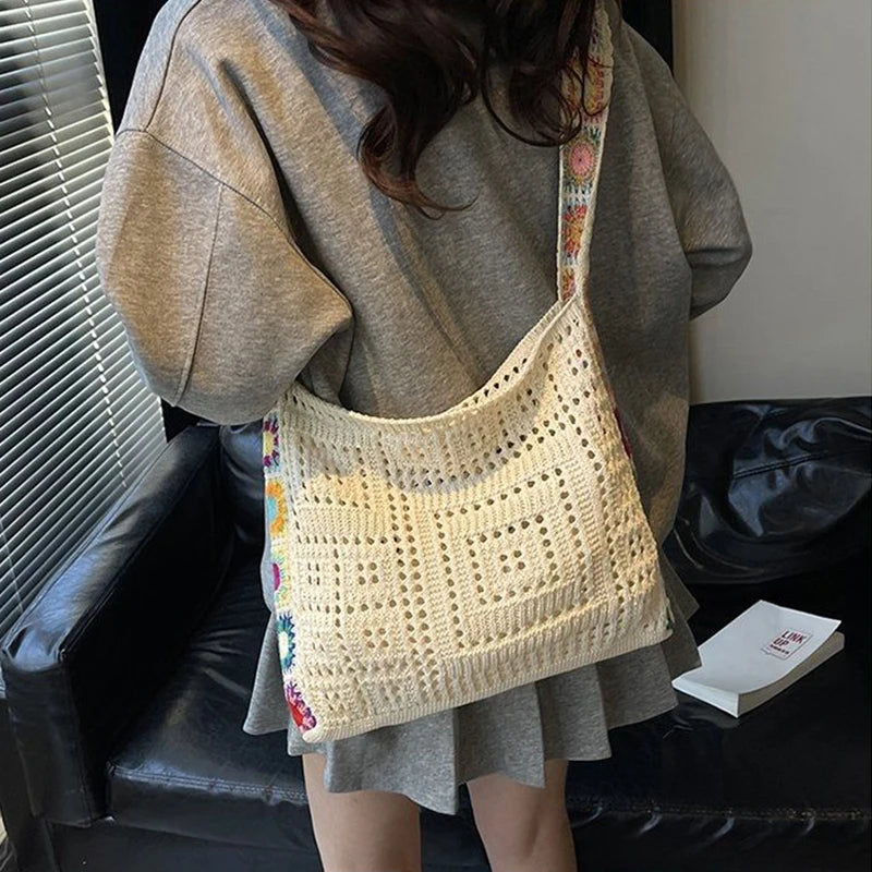 Boho Crochet Tote Bag
