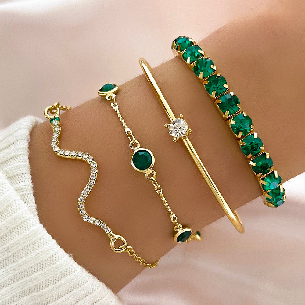 Snake Gem Bangle Set