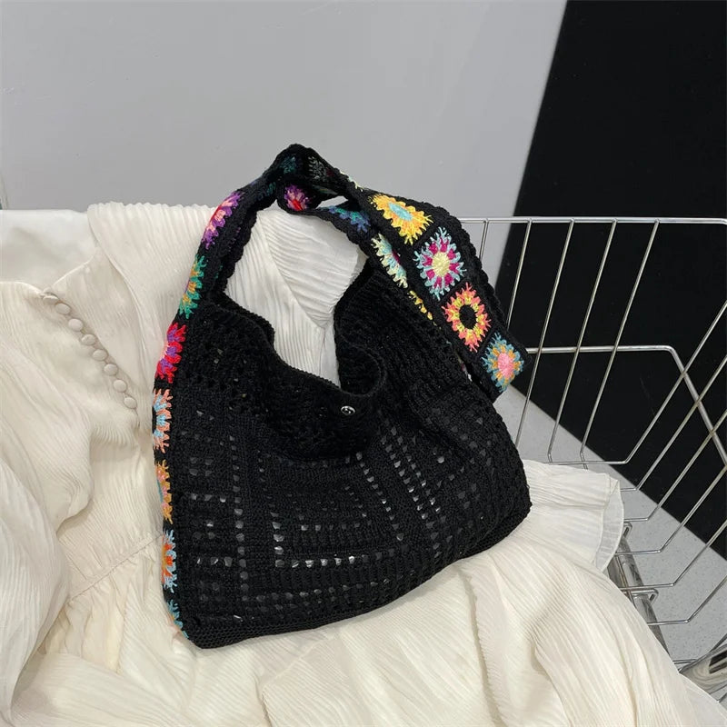 Boho Crochet Tote Bag
