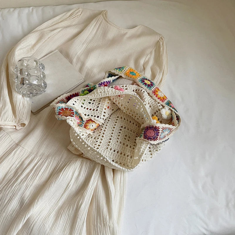 Boho Crochet Tote Bag