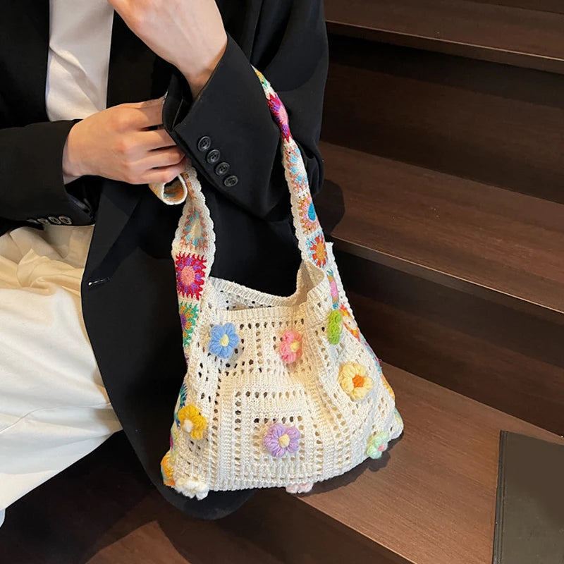 Boho Crochet Tote Bag
