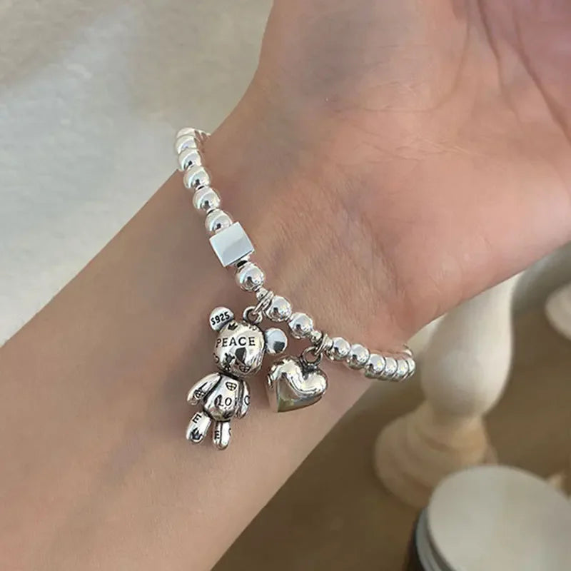 925 Silver Bear Bead Bracelet
