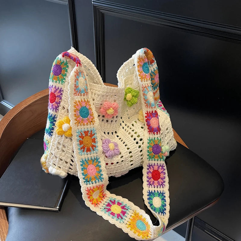 Boho Crochet Tote Bag