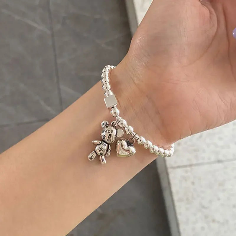 925 Silver Bear Bead Bracelet