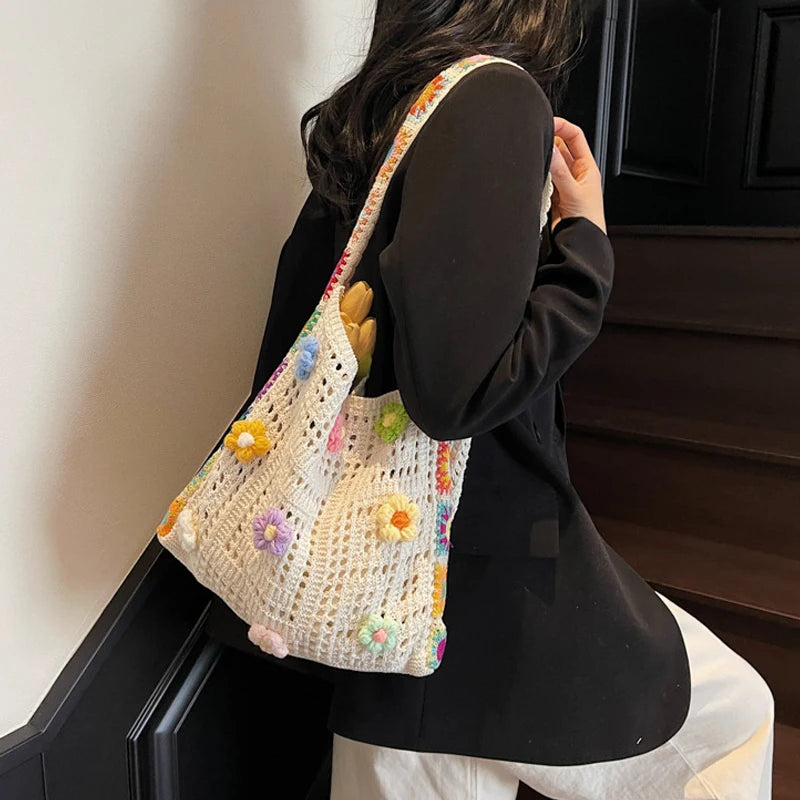 Boho Crochet Tote Bag