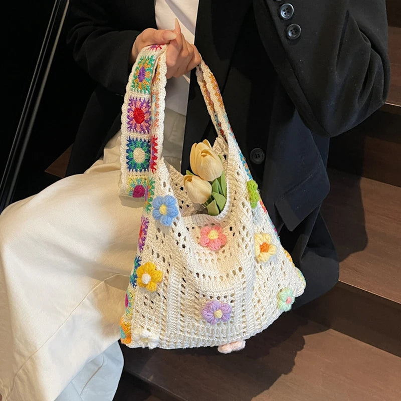 Boho Crochet Tote Bag