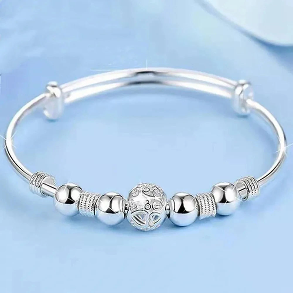 925 Silver Beaded Bangle