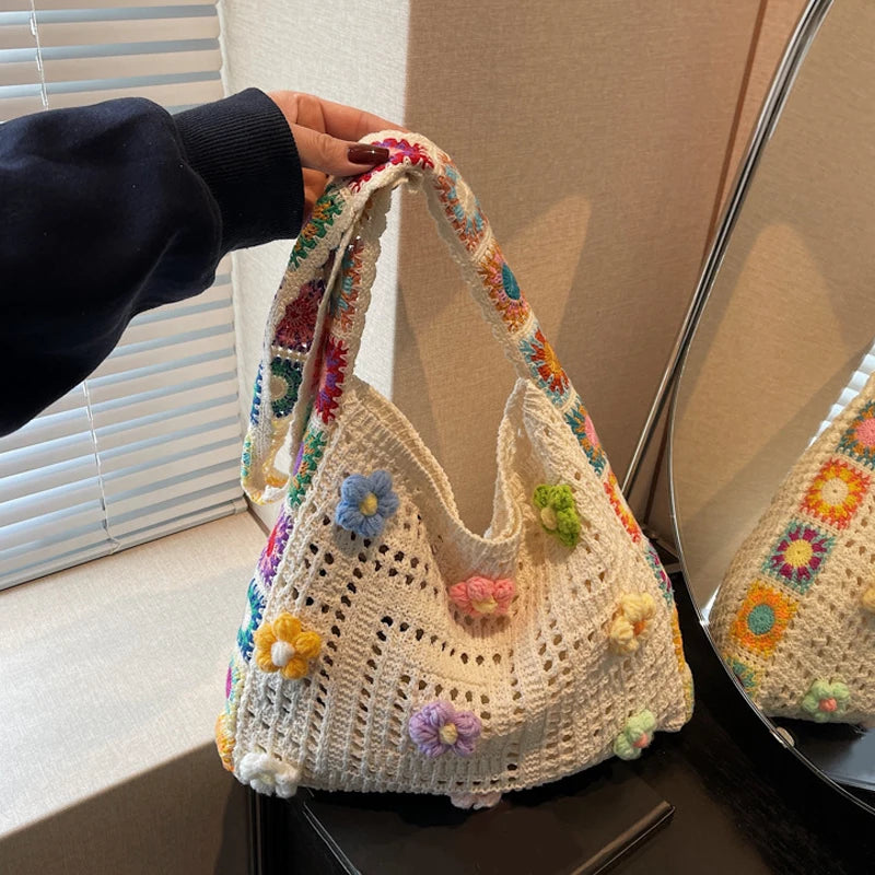 Boho Crochet Tote Bag