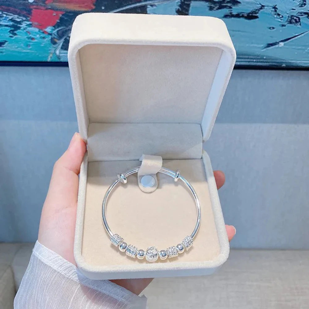 925 Silver Beaded Bangle