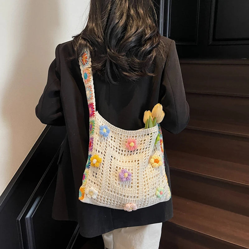 Boho Crochet Tote Bag