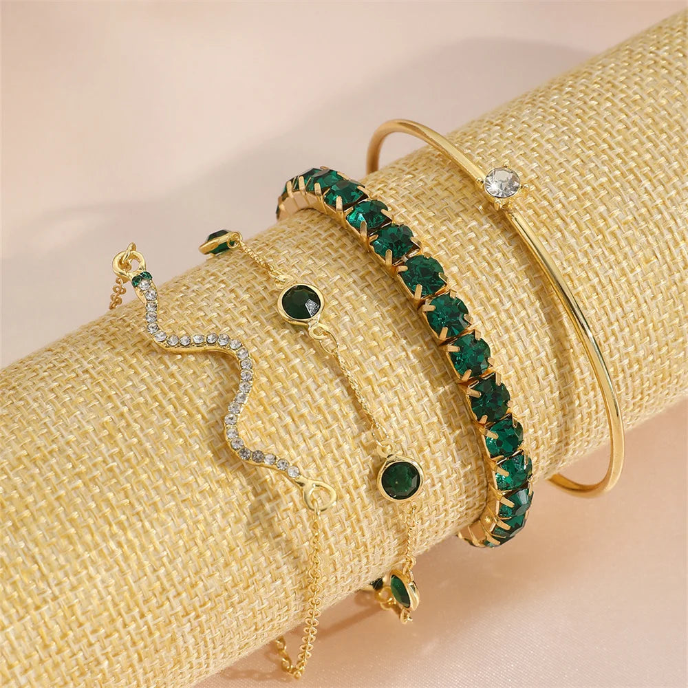 Snake Gem Bangle Set