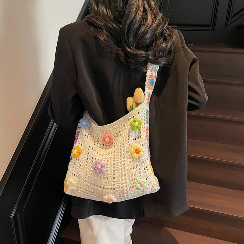 Boho Crochet Tote Bag