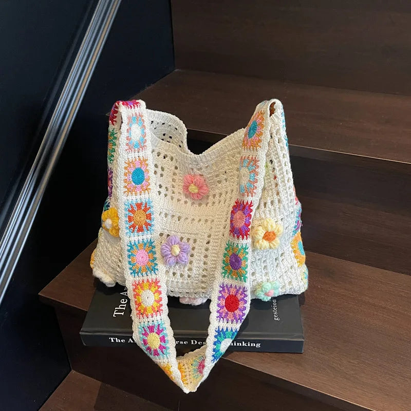 Boho Crochet Tote Bag
