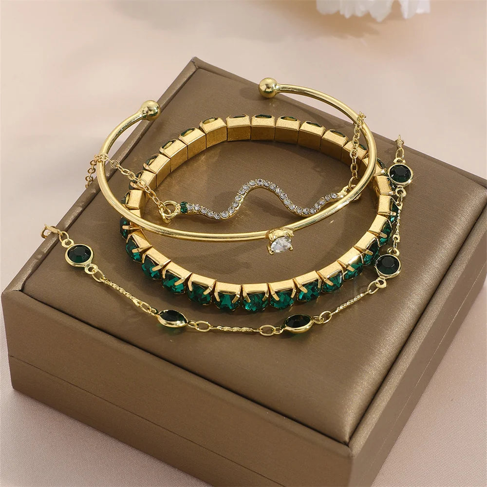 Snake Gem Bangle Set