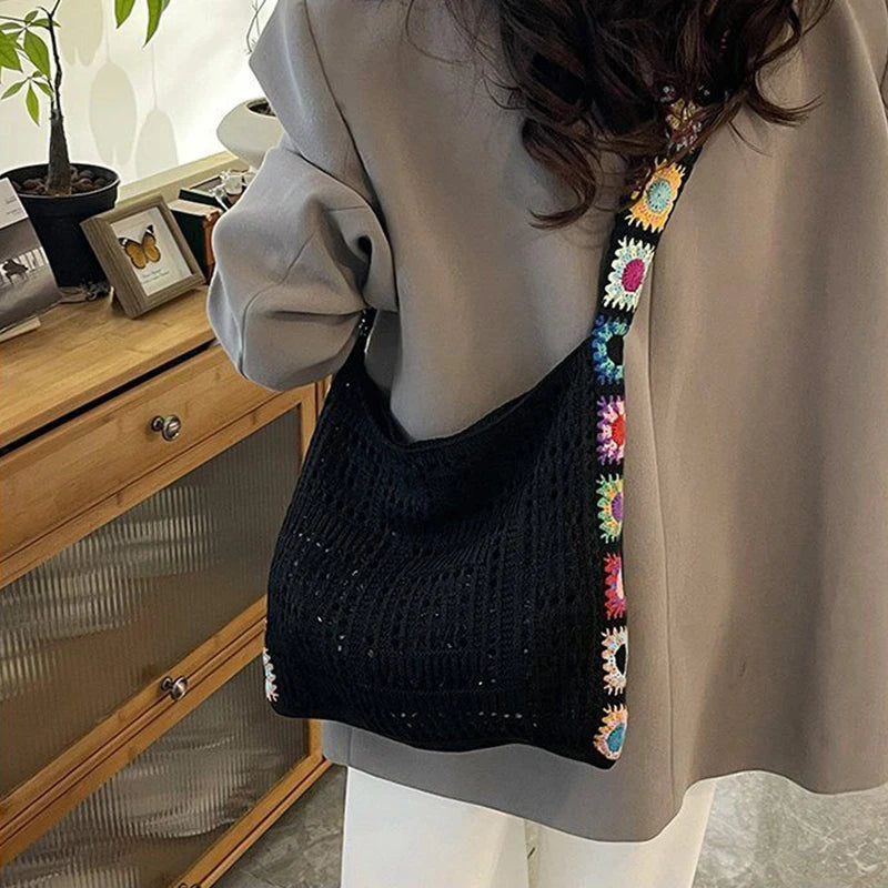 Boho Crochet Tote Bag
