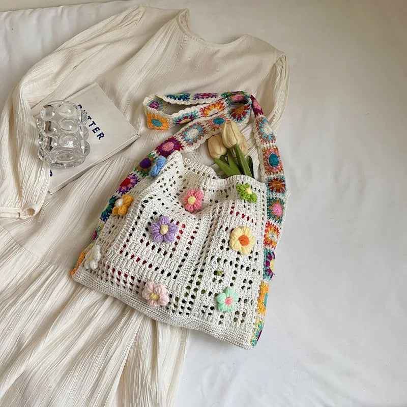 Boho Crochet Tote Bag