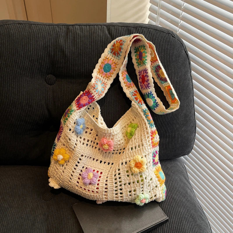 Boho Crochet Tote Bag