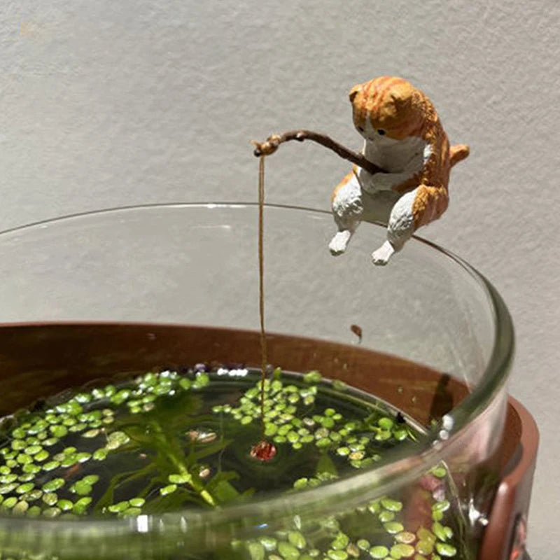 Fishing Cat Aquarium Decor