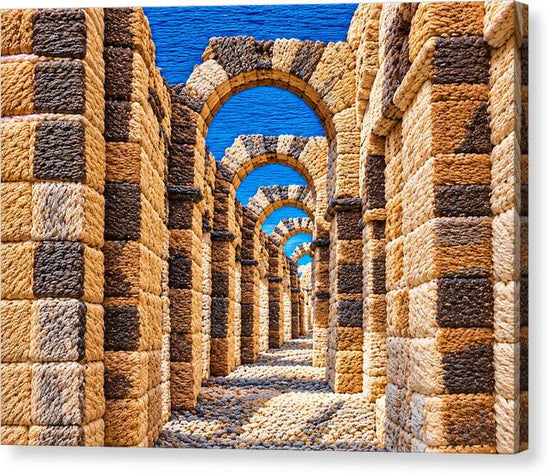 Ancient Stone Archway Perspective - Canvas Print