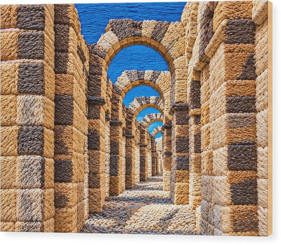 Ancient Stone Archway Perspective - Wood Print