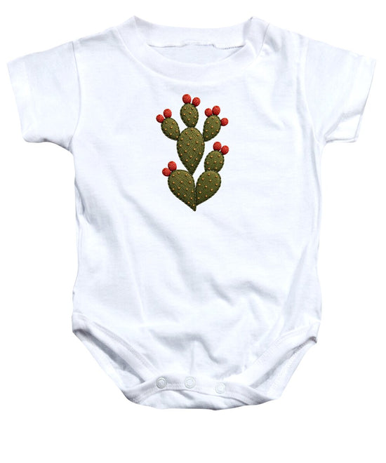 Cactus Embroidered with Red Fruits - Baby One-Piece