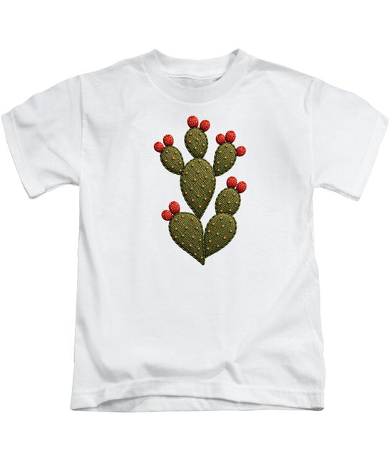 Cactus Embroidered with Red Fruits - Kids T-Shirt