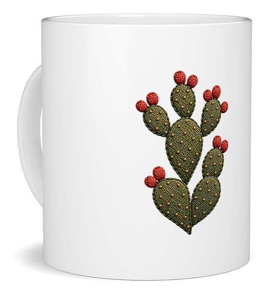 Cactus Embroidered with Red Fruits - Mug