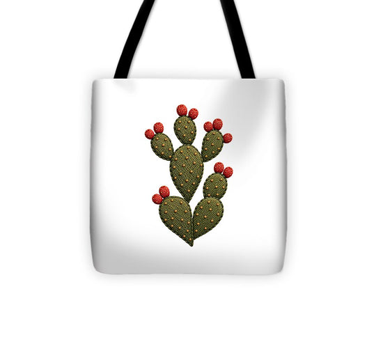 Cactus Embroidered with Red Fruits - Tote Bag